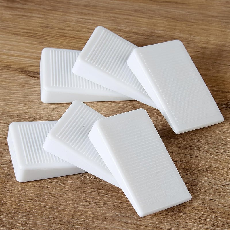 ZZJMCH 6-Pack White Shims for Leveling Furniture & Toilet - Trimmable Hard Plastic Wedges with Non-Slip Texture, Table Stabilizers & Wobble Wedges Rubber Type Levelers for Door, Table - Image 1